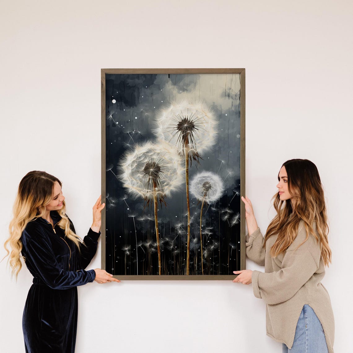 Dandelions In The Night Sky Art Print