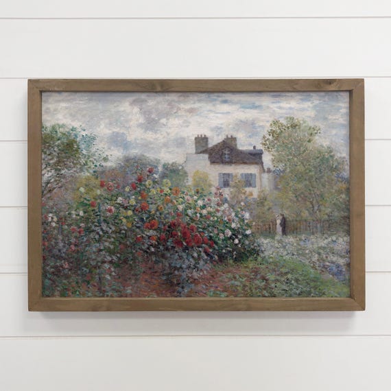 Famous Painting Monet Artist Garden Canvas Art Wood Framed Decor