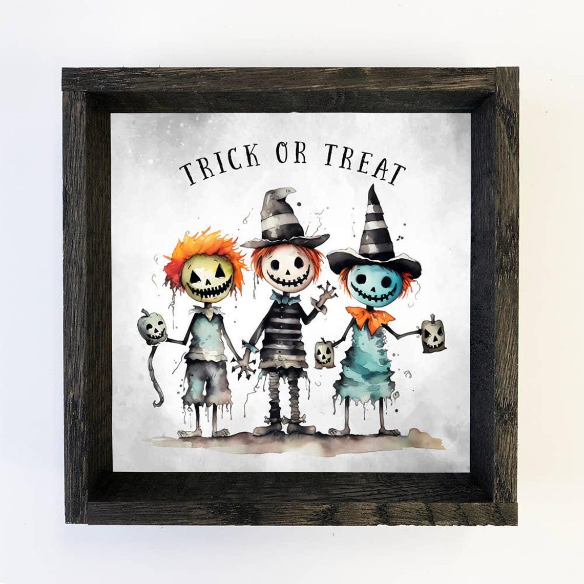 Trick or Treat Cute Costumed Kids Halloween Canvas Decor Wall Art