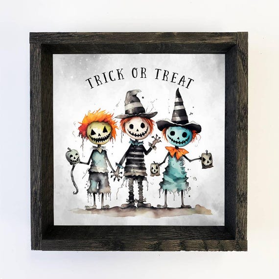 Trick Or Treat Spooky Kids Halloween Word Art Framed
