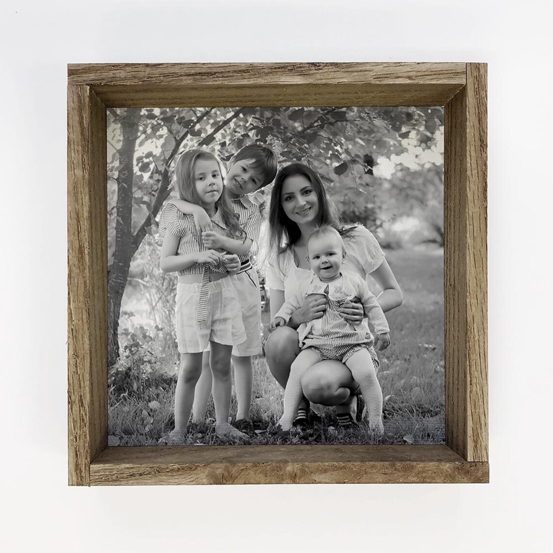 Personalized Black and White Family Photo Mother Keepsake Print