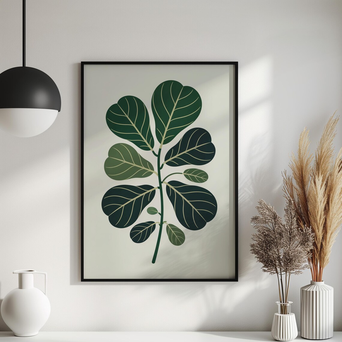 Fiddle Leaf Fig Print Minimalist Botanical Illustration Modern Houseplant Art