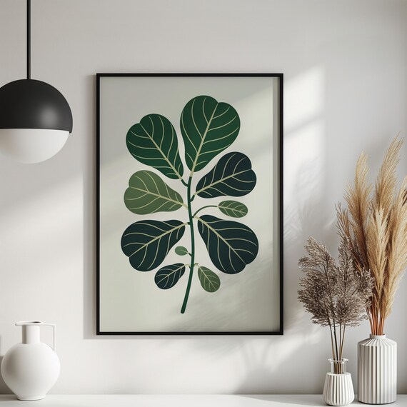 Fiddle Leaf Fig Branch Minimalist Modern Houseplant Art Poster