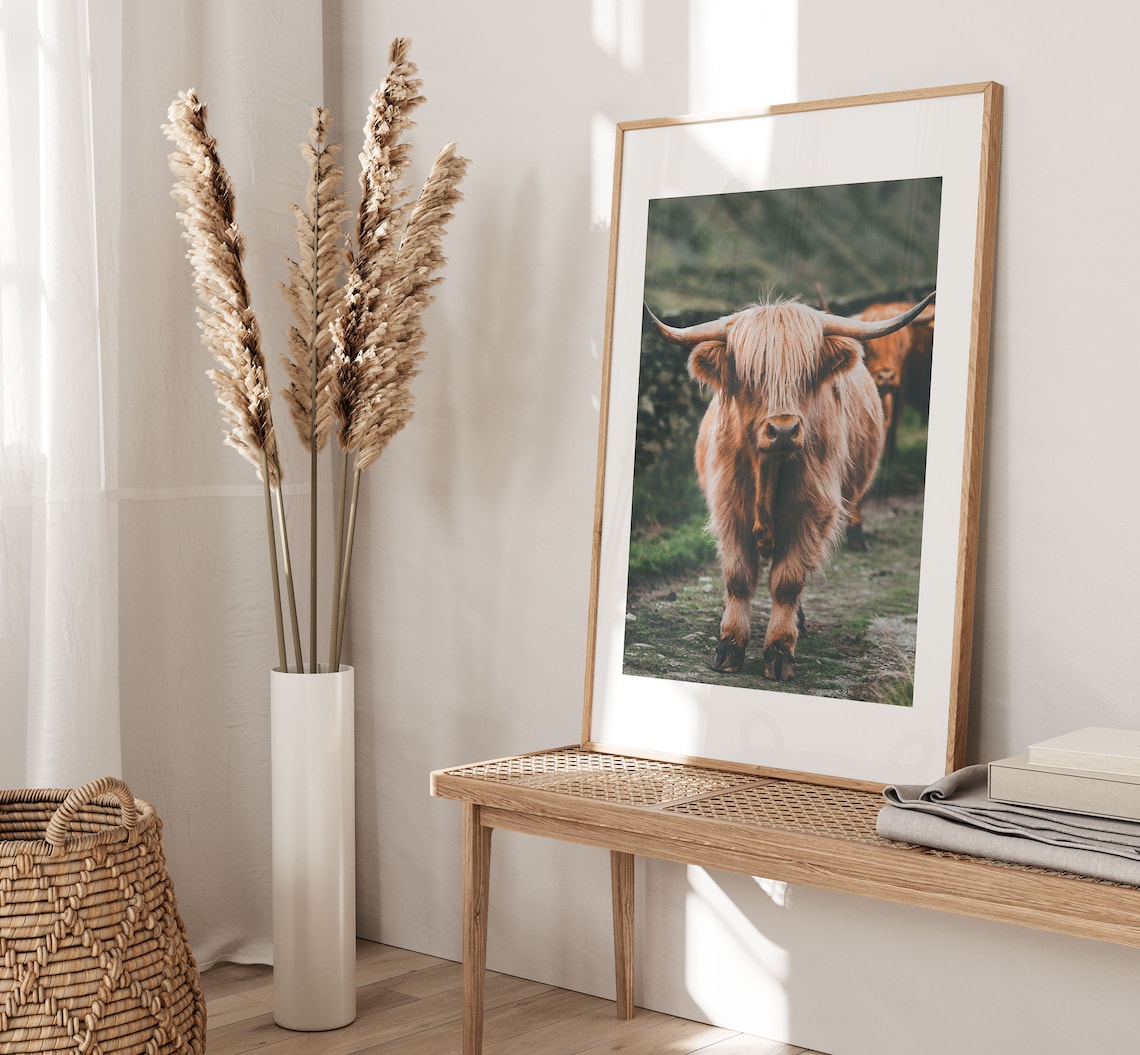 Highland Cow Art Print, Modern Minimalist Poster - Image 3