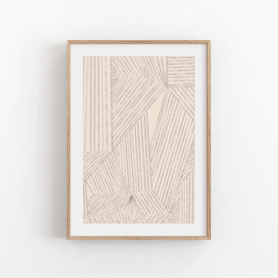 Abstract Line Art Poster, Modern Beige Decor