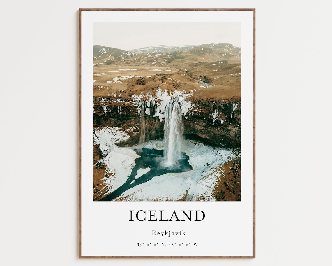 Iceland Reykjavik Travel Poster, Landscape Art Print