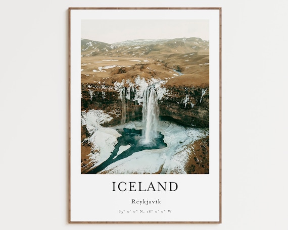 Iceland Reykjavik Travel Poster, Landscape Art Print
