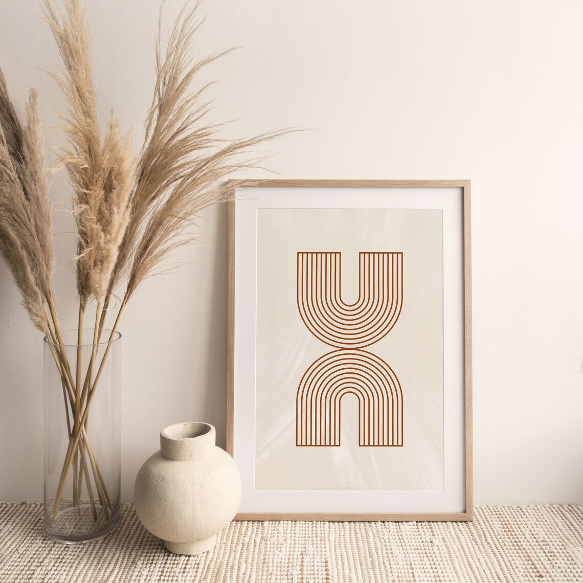 Abstract Geometric Line Art, Boho Neutral Print - Image 2