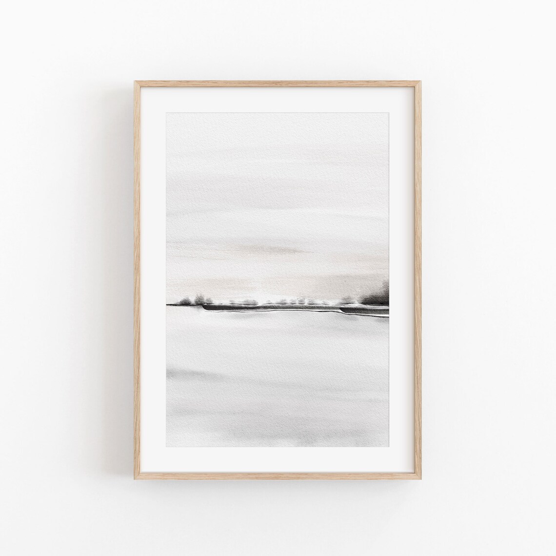 Black White Watercolor Abstract Minimalist Art Print