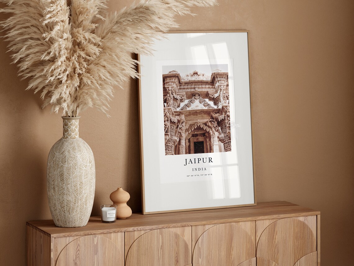 India Travel Poster Print, Taj Mahal and Jaipur - Image 2