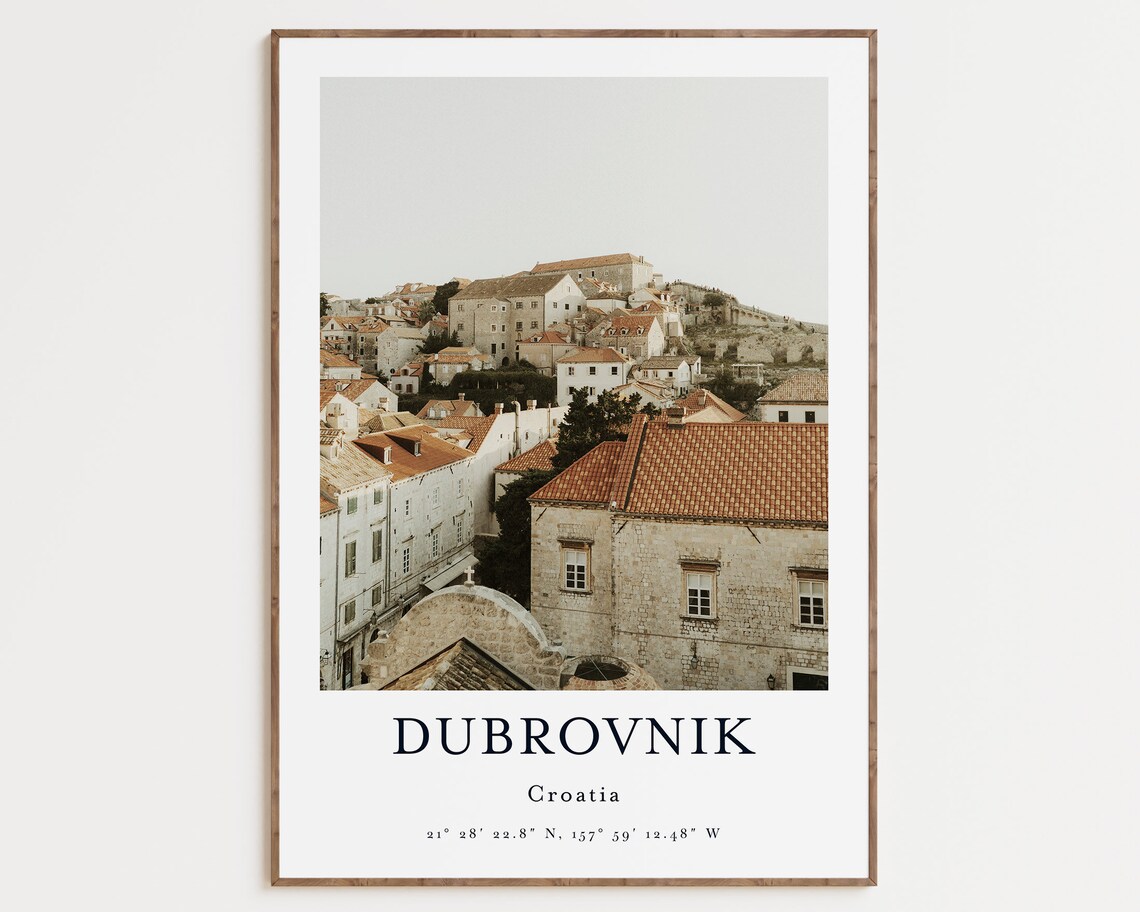 Croatia City Travel Poster, Dubrovnik and Zagreb