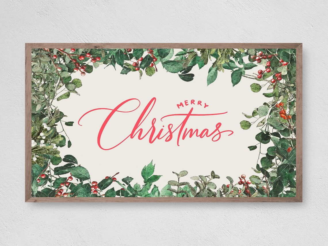 Christmas Holly Holiday Art Print, Christmas Decor