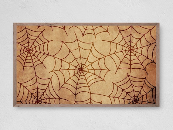 Vintage Spider Web Halloween TV Art Poster