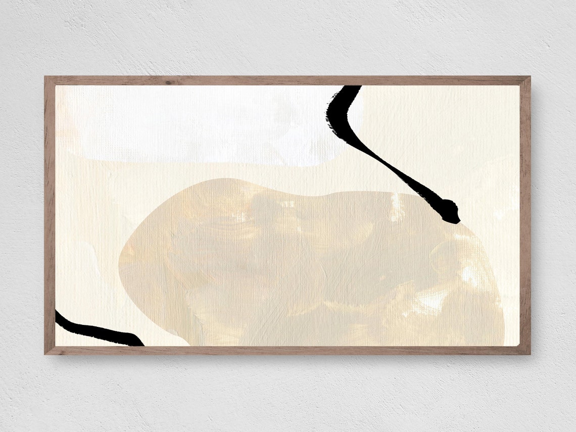 Cream Black Bold Brushstroke Minimalist Abstract Modern Poster