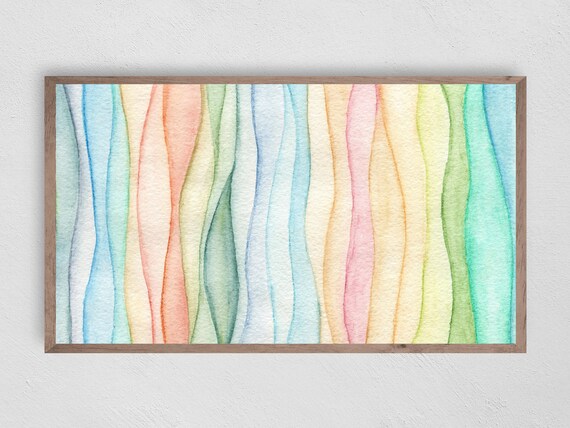 Rainbow Watercolors Abstract Art for TV, Art Print