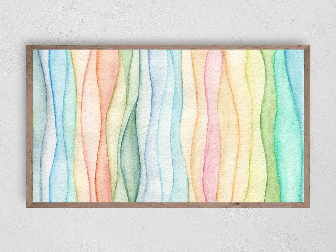 Rainbow Watercolors Abstract Art for TV, Art Print