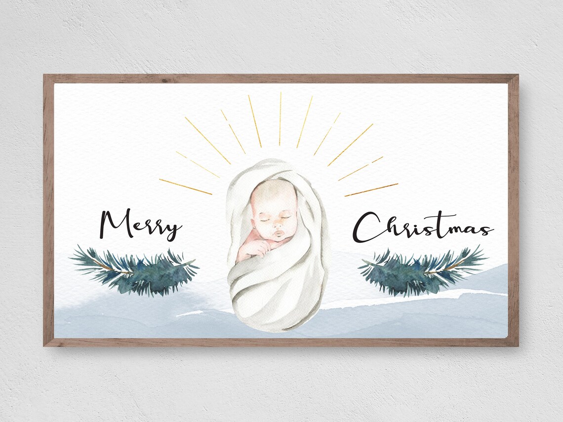 Little Baby Jesus Christmas Watercolor Art Print