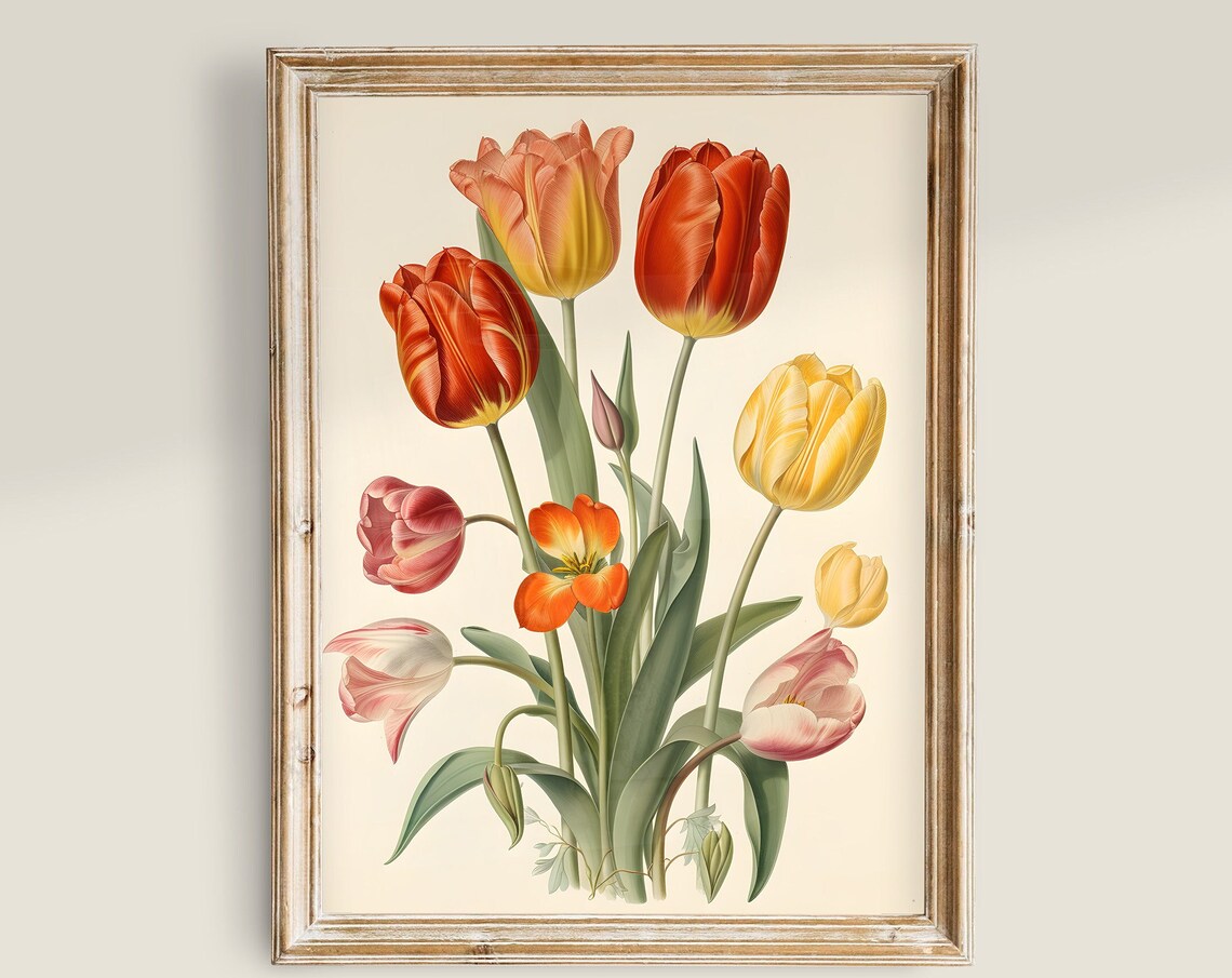 Moody Floral Painting Vintage Botanical Art Print