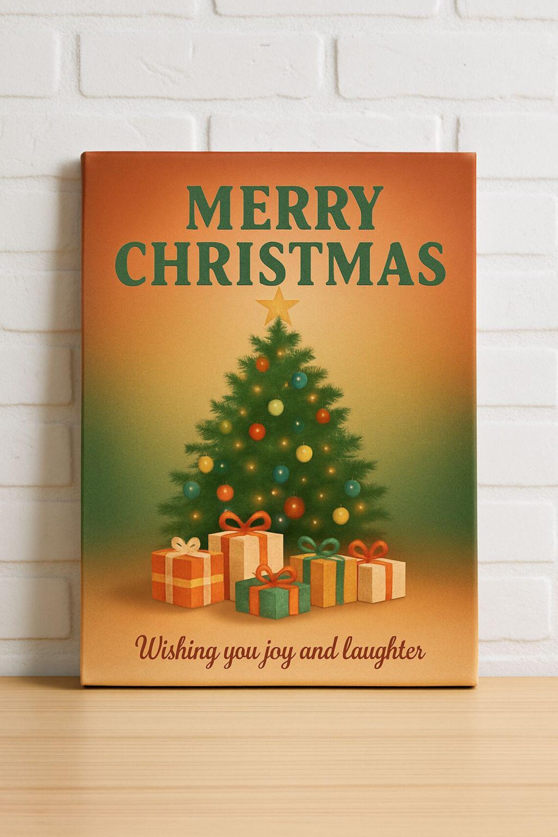 Merry Christmas Vintage Tree With Gifts Warm Holiday Greeting Poster