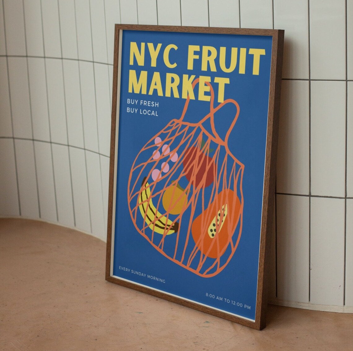 NYC Fruit Market Retro Kitchen Art Print - Image 2