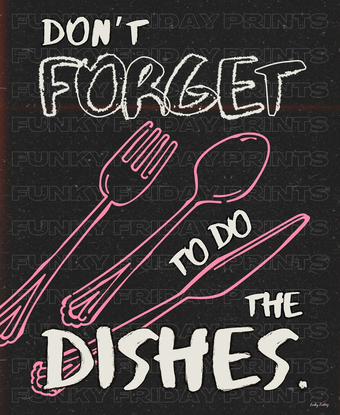 Don't Forget to Do the Dishes Chalkboard Kitchen Poster Artwork - Image 2