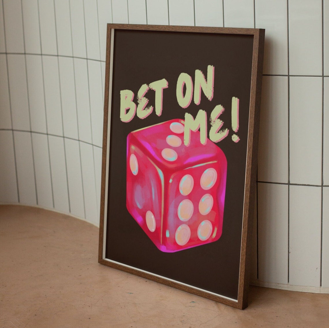 Bet On Me Lucky Red Dice Bold Retro Motivational Quote Poster - Image 2