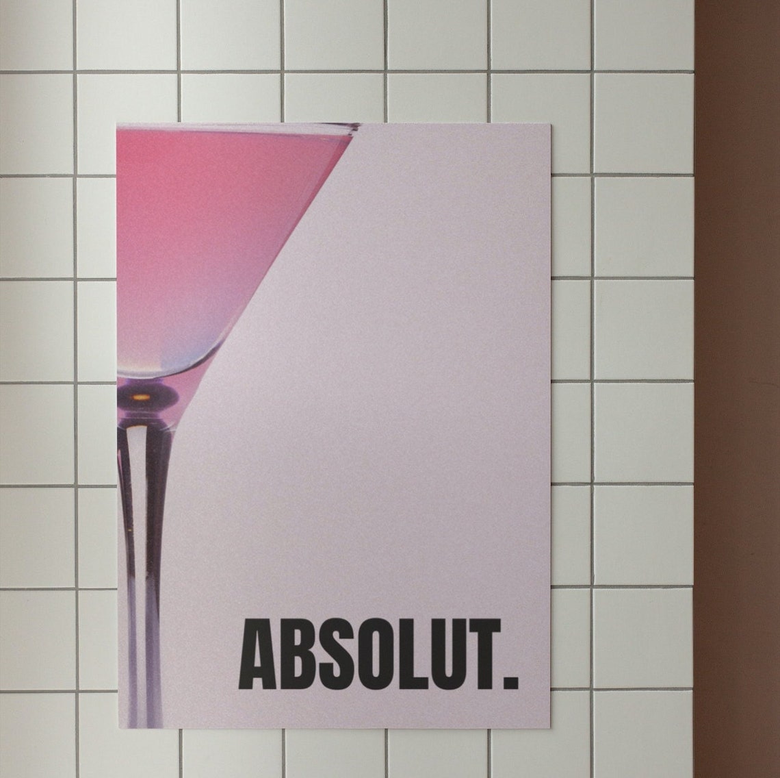 Absolut Pink Vodka Martini Retro Cocktail Photography Poster