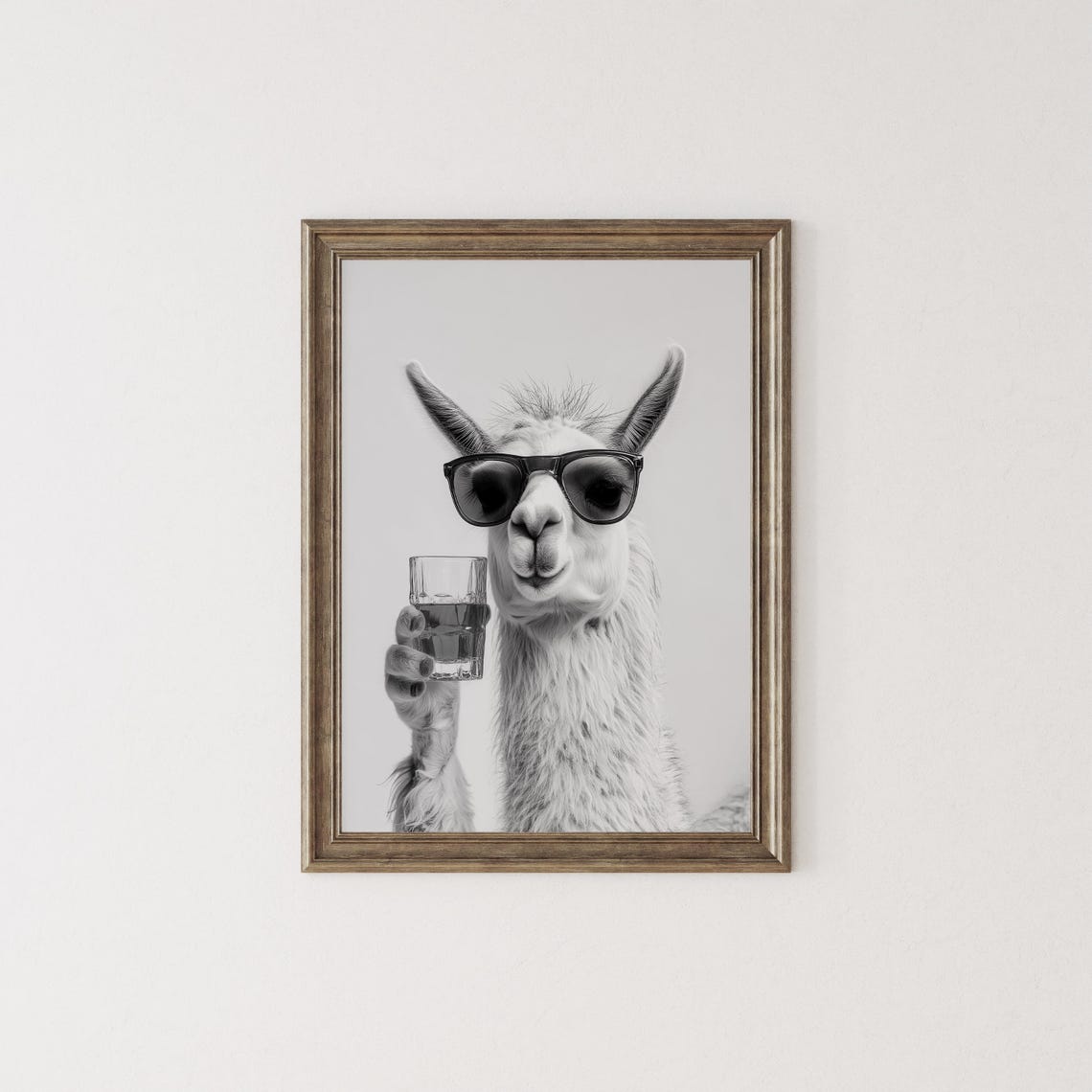 Llama Drinking Whiskey Sunglasses Bourbon Glass Funny Animal Print - Image 2