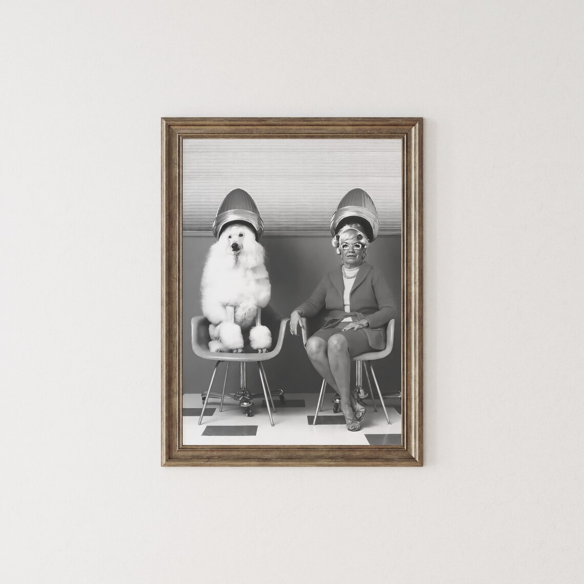 Woman and Poodle at Hair Salon, Vintage Dog Art Print - Image 2