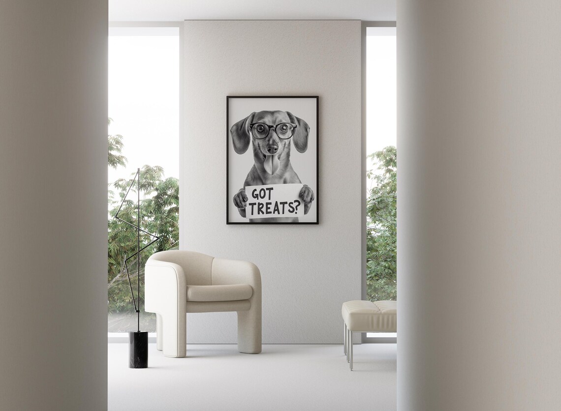 Sweet Dachshund Got Treats Sign With Glasses Funny Dog Wall Art - Image 3