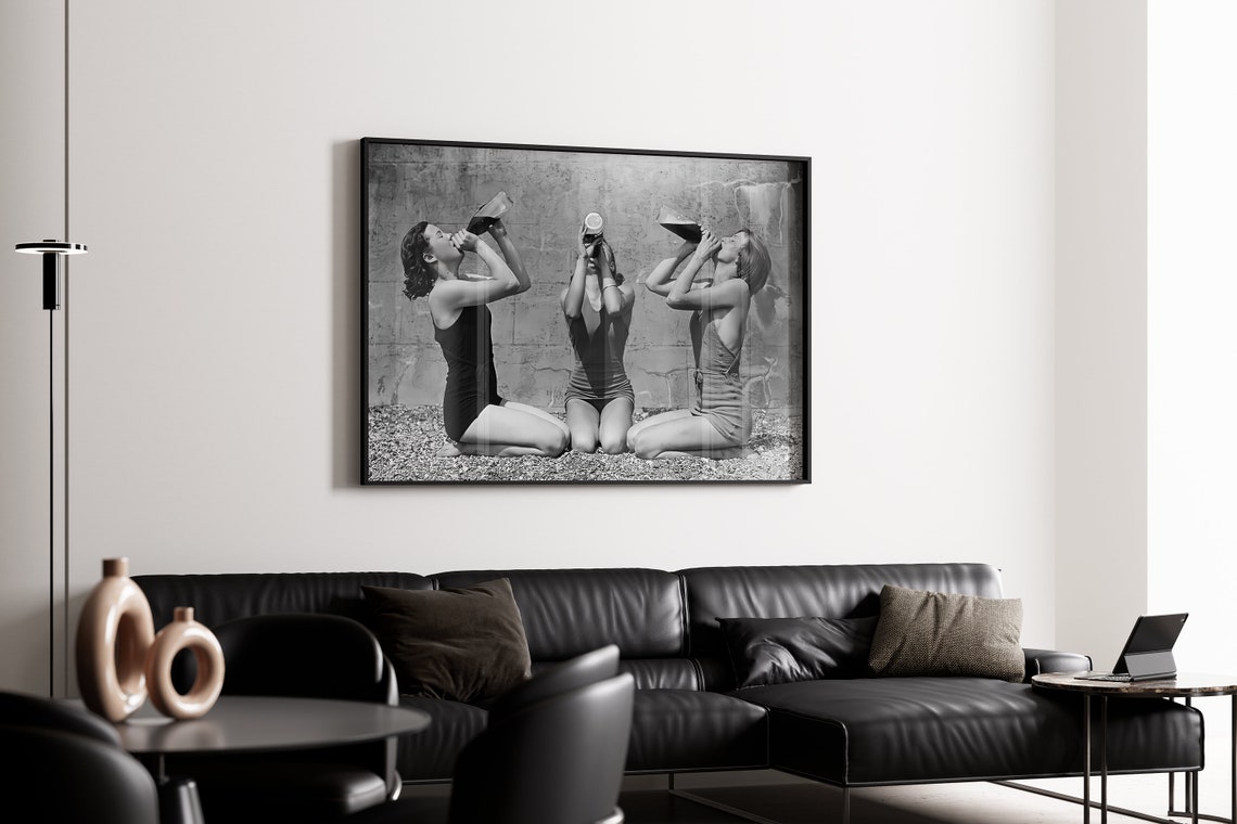 Vintage Girls Beach Day Drinking Wine Retro Best Friends Photo Poster - Image 4