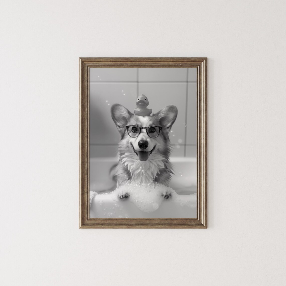 Corgi Bath Wall Art, Funny Bathroom Poster Print - Image 2