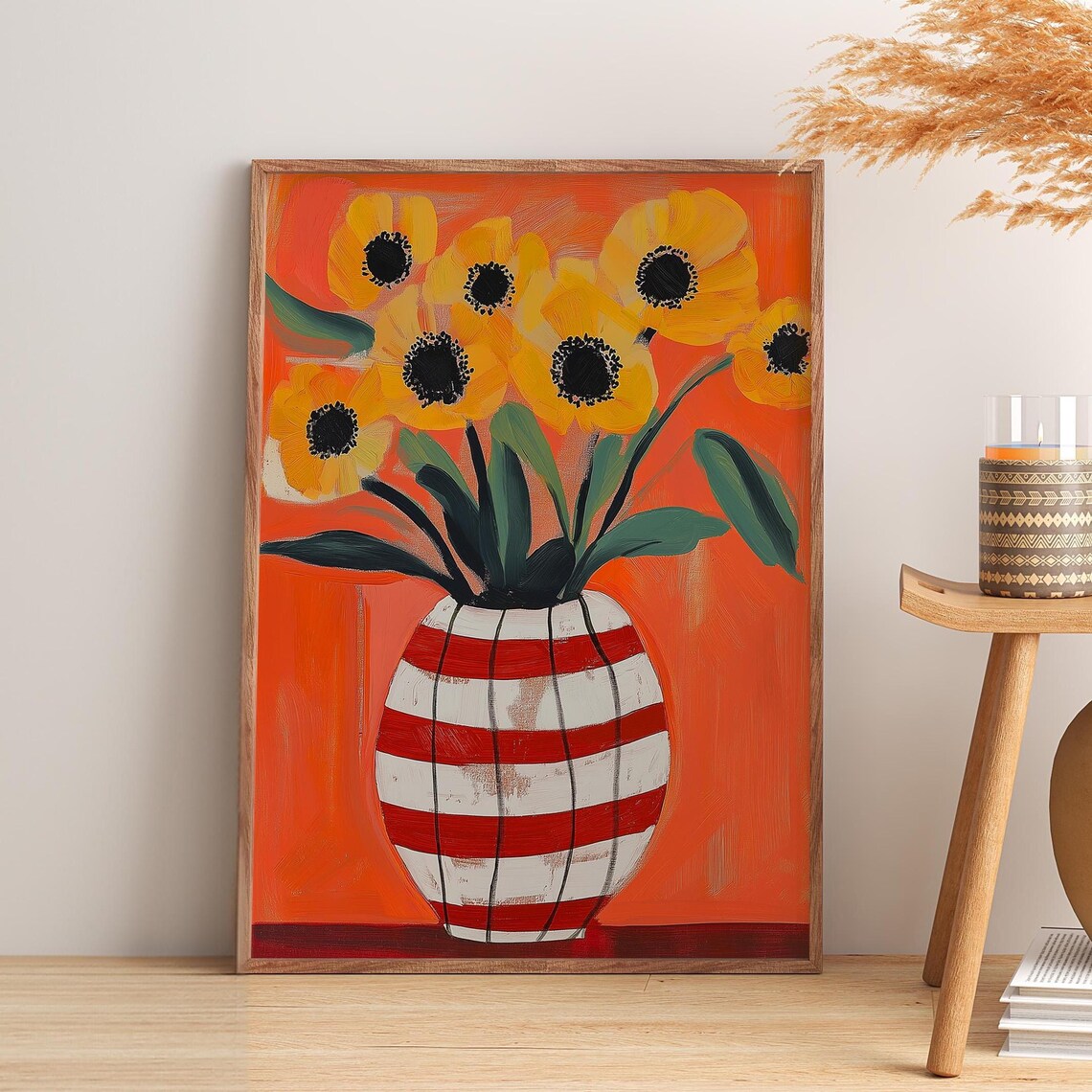 Abstract Poppy Bouquet Art Print, Modern Still Life