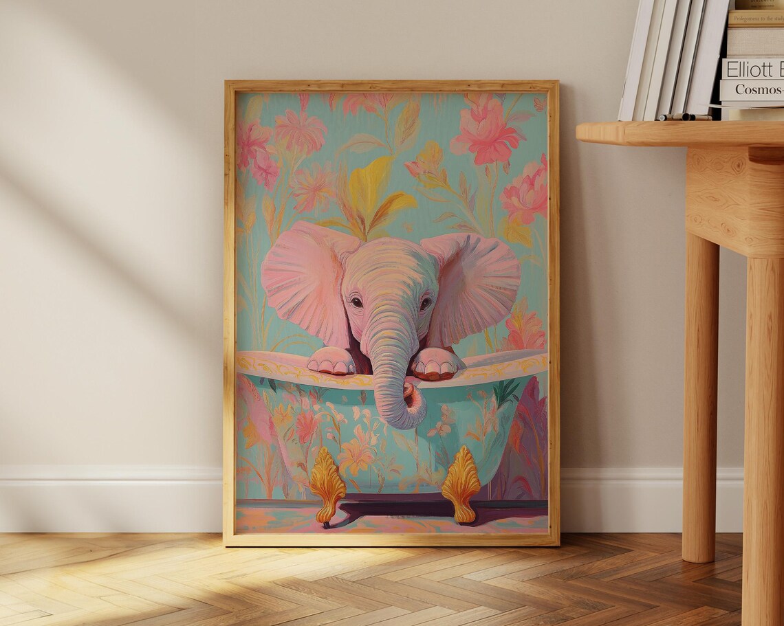 Elephant In Bathtub, Funny Bathroom Decor - Image 3