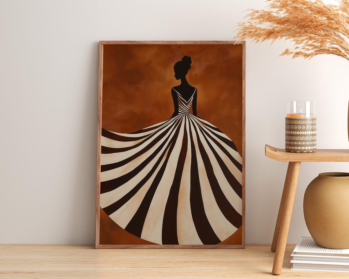 Abstract Dark Brown Striped Woman Poster - Image 2