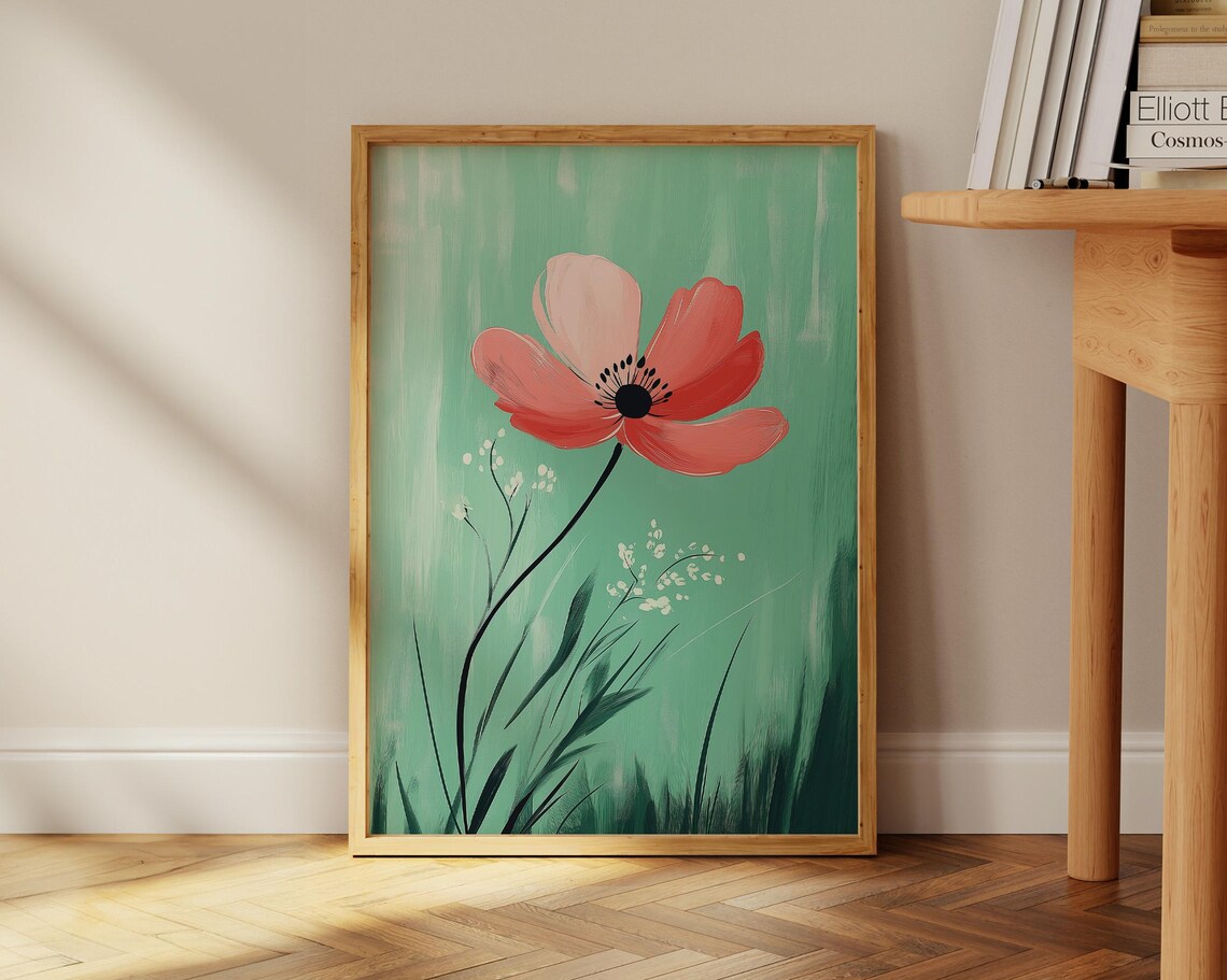 Abstract Red Poppy Art Print, Minimalist Floral Decor - Image 3