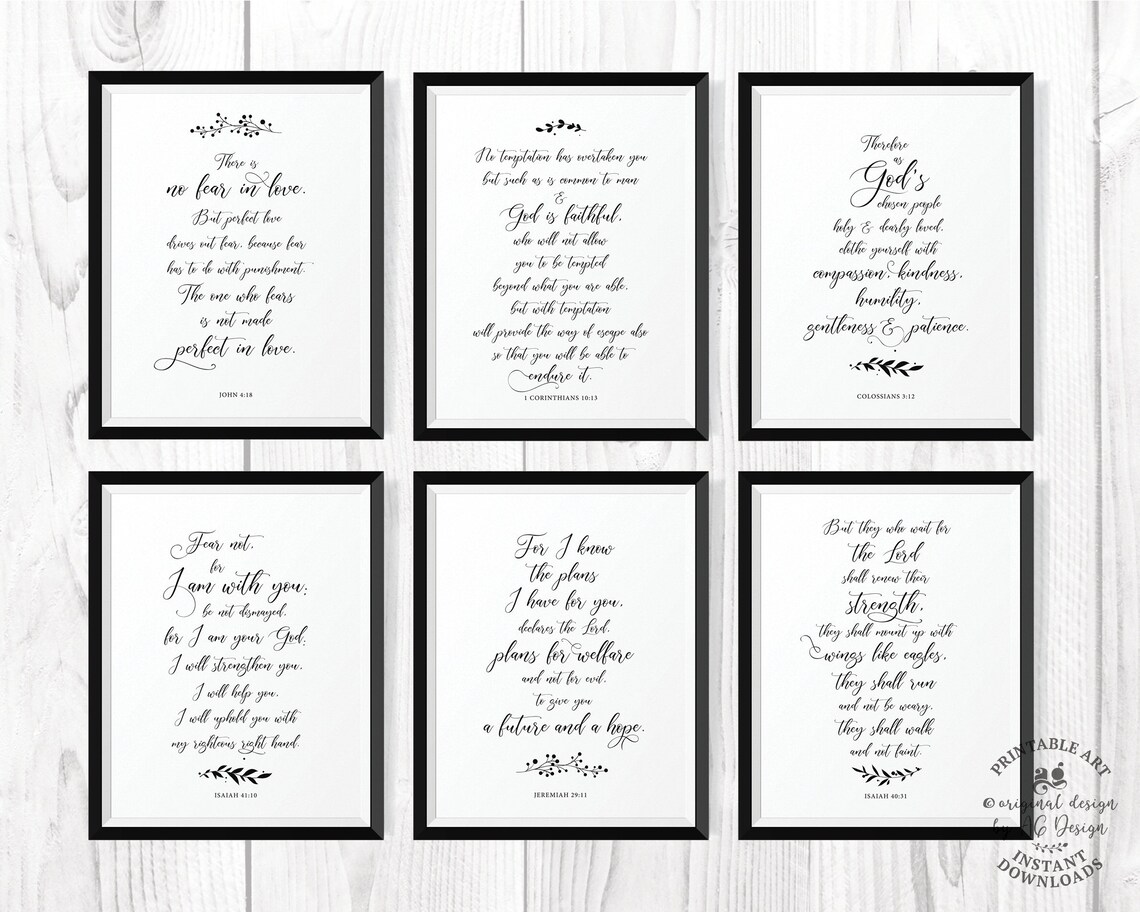 Bible Verse Wall Art Bundle 10 Prints Bible Verse Quotes Bible Signs Christian Scriptures Bible Motivational Typography Decor - Image 4