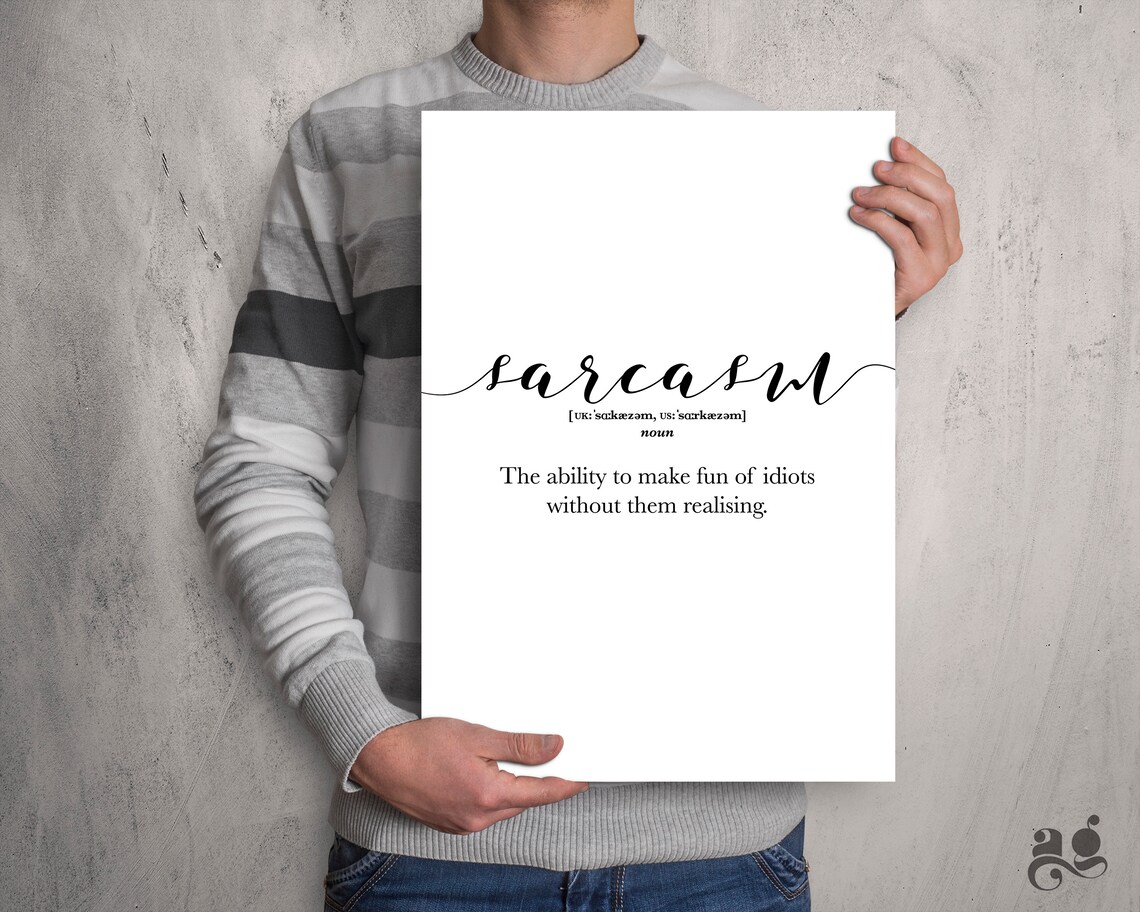 Funny Word Definition Print Sarcasm Definition Poster Wall Quote Sign Typography Wall Art Dorm Room Decor - Image 4