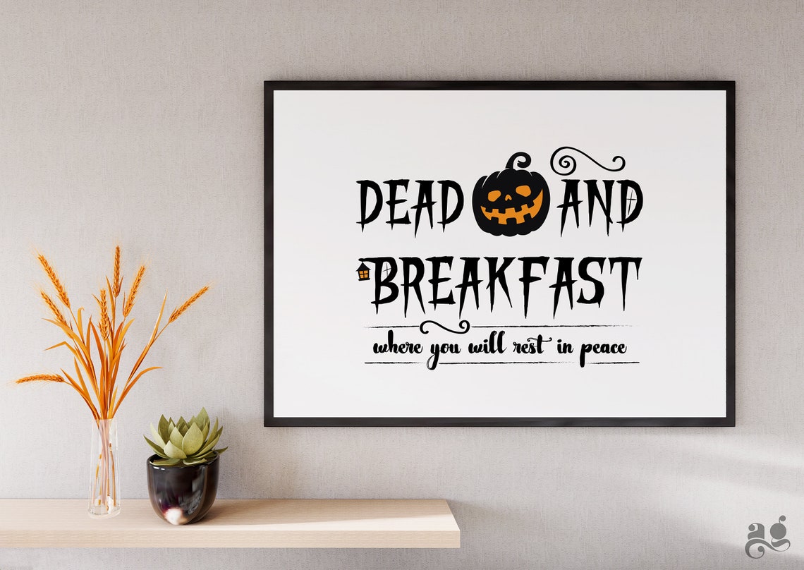 Dead and Breakfast Funny Halloween Pumpkin Rest In Peace Poster - Image 2