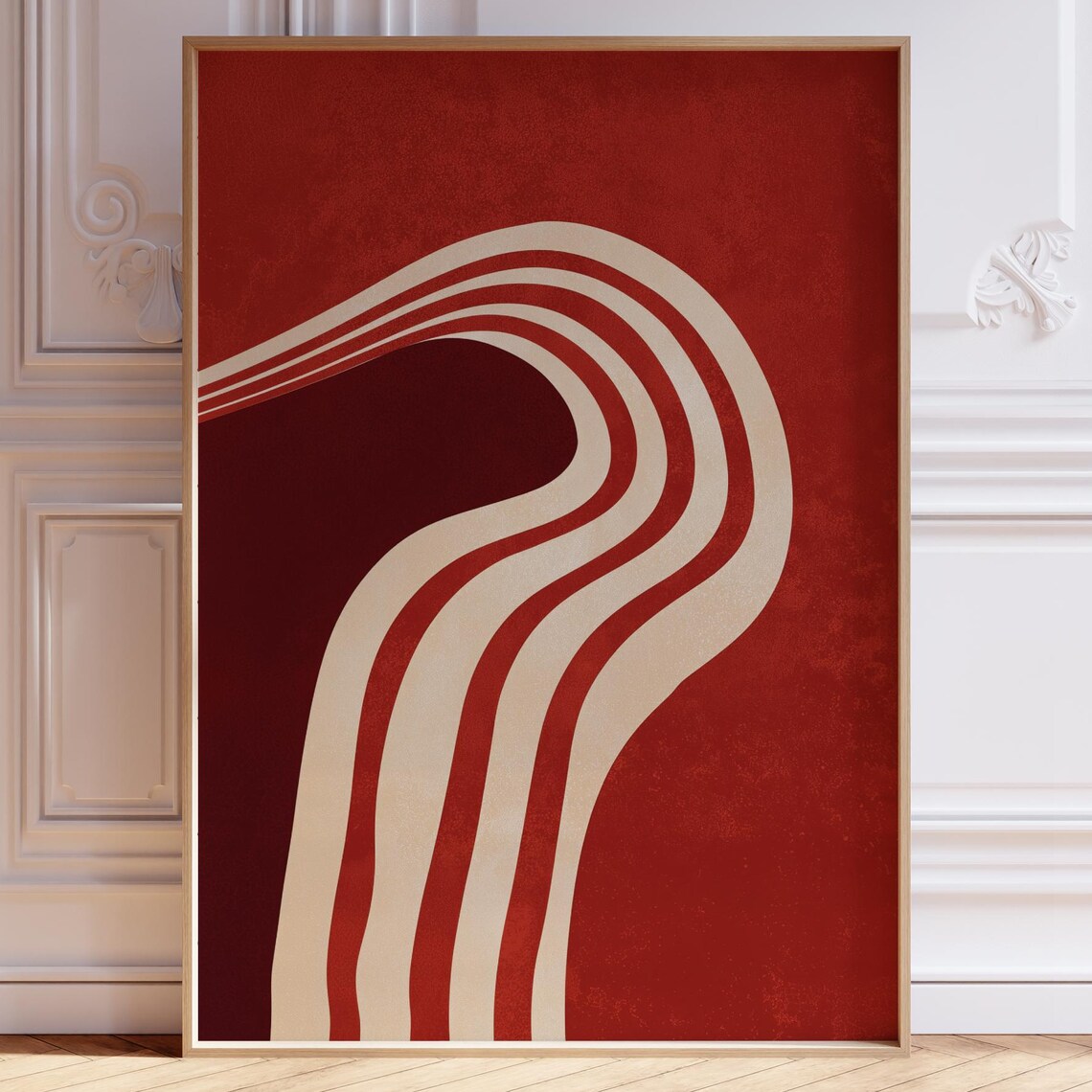 Red Abstract Wall Art, Mid-Century Modern Print