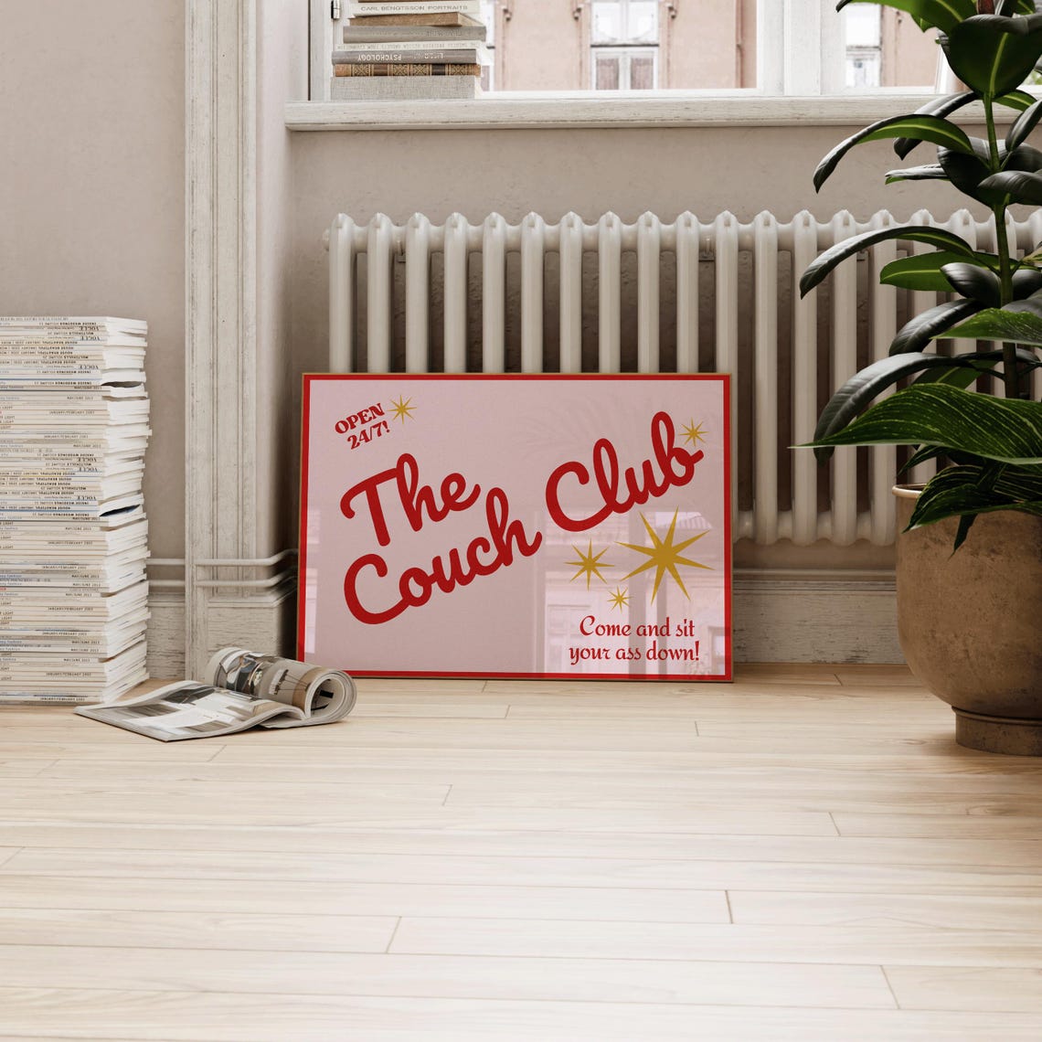 Couch Club Retro Bedroom Art Print - Image 2