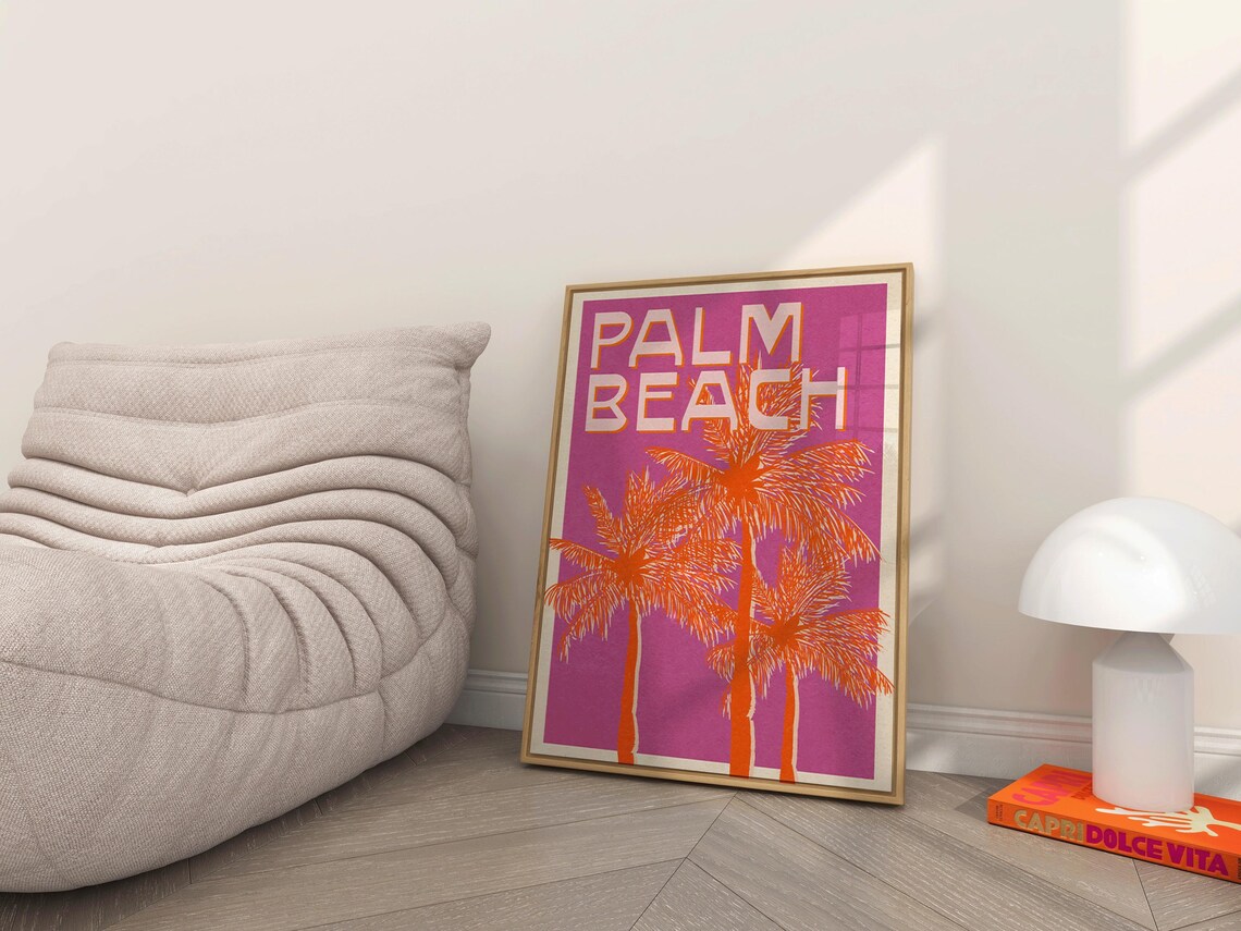 Trendy Beach Art Print, Vintage Retro Decor - Image 3