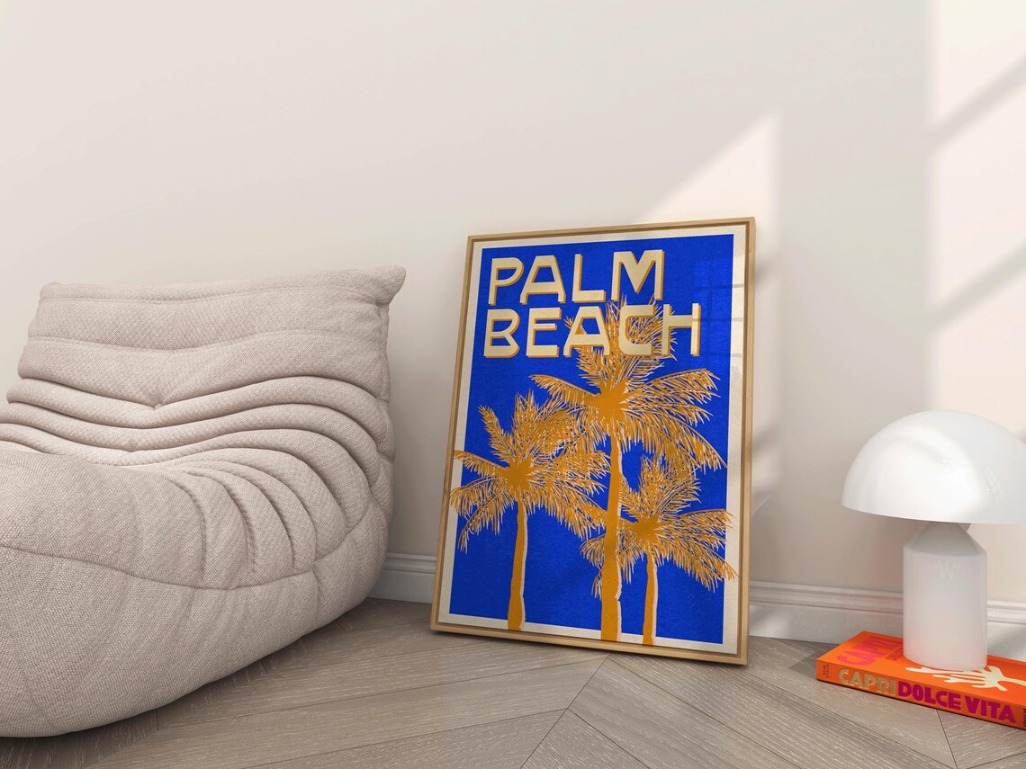 Summer Beach Poster, Vintage Palm Tree Decor - Image 3