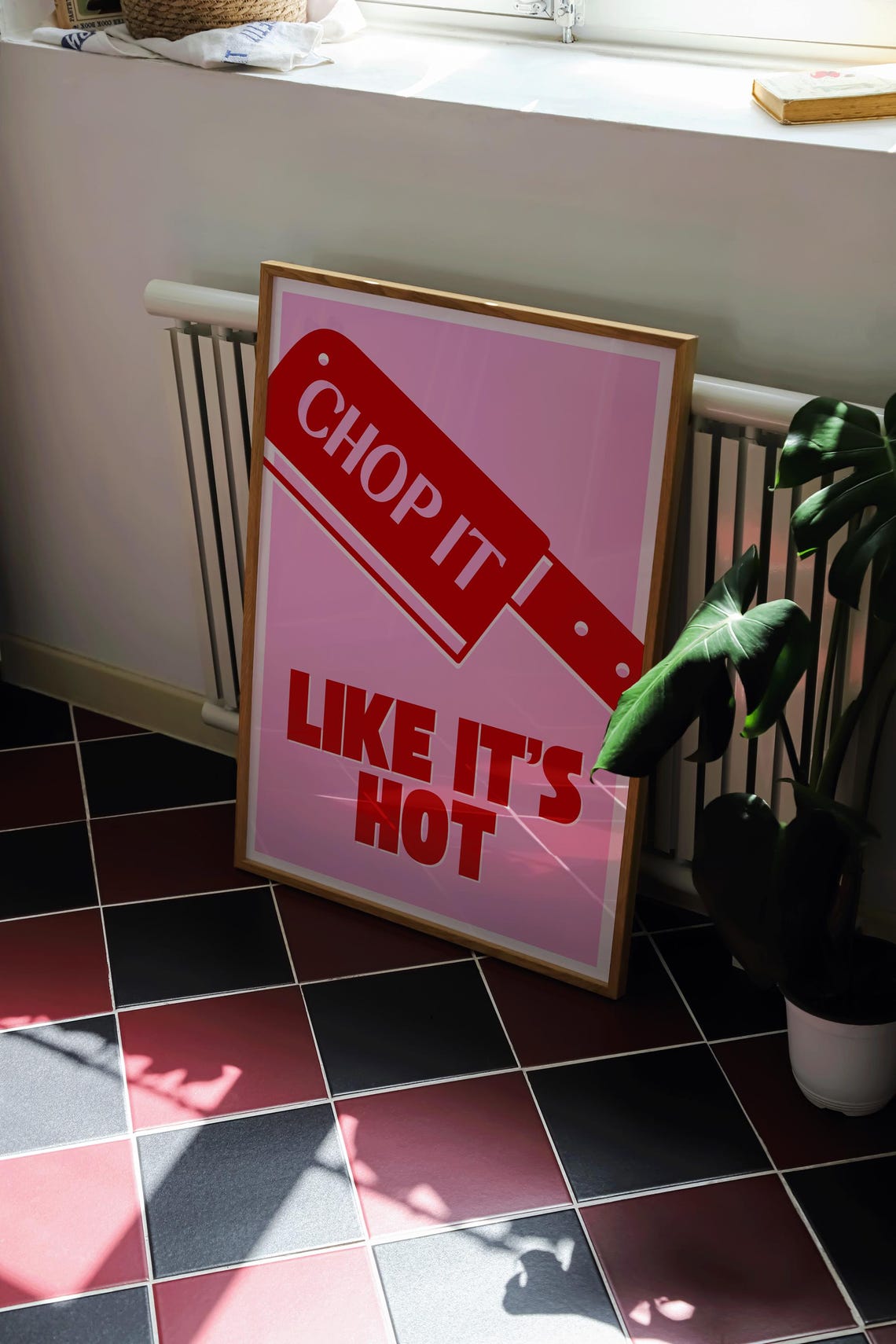 Chop It Like Its Hot Red Cleaver Pink Funny Kitchen Art Poster - Image 2