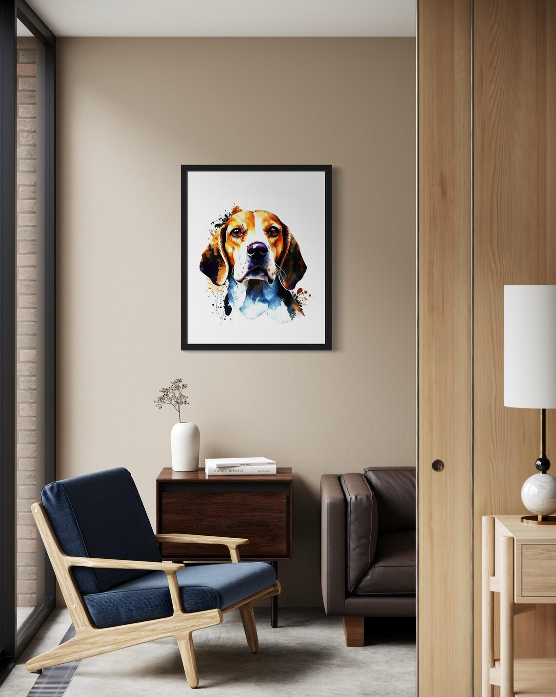 Beagle Dog Portrait With Colorful Watercolor Splashes Art Poster - Image 2