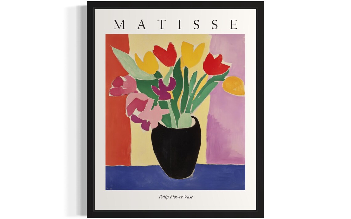 Matisse Style Tulip Flower Vase Bright Fauvist Still Life Poster
