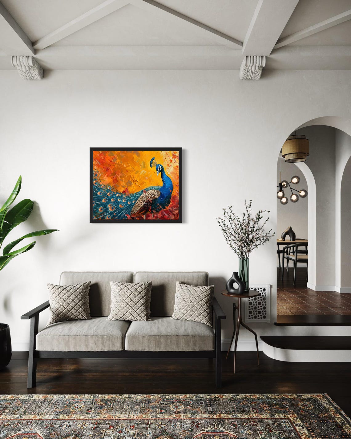 Peacock Abstract Art Print, Bird Decor - Image 2