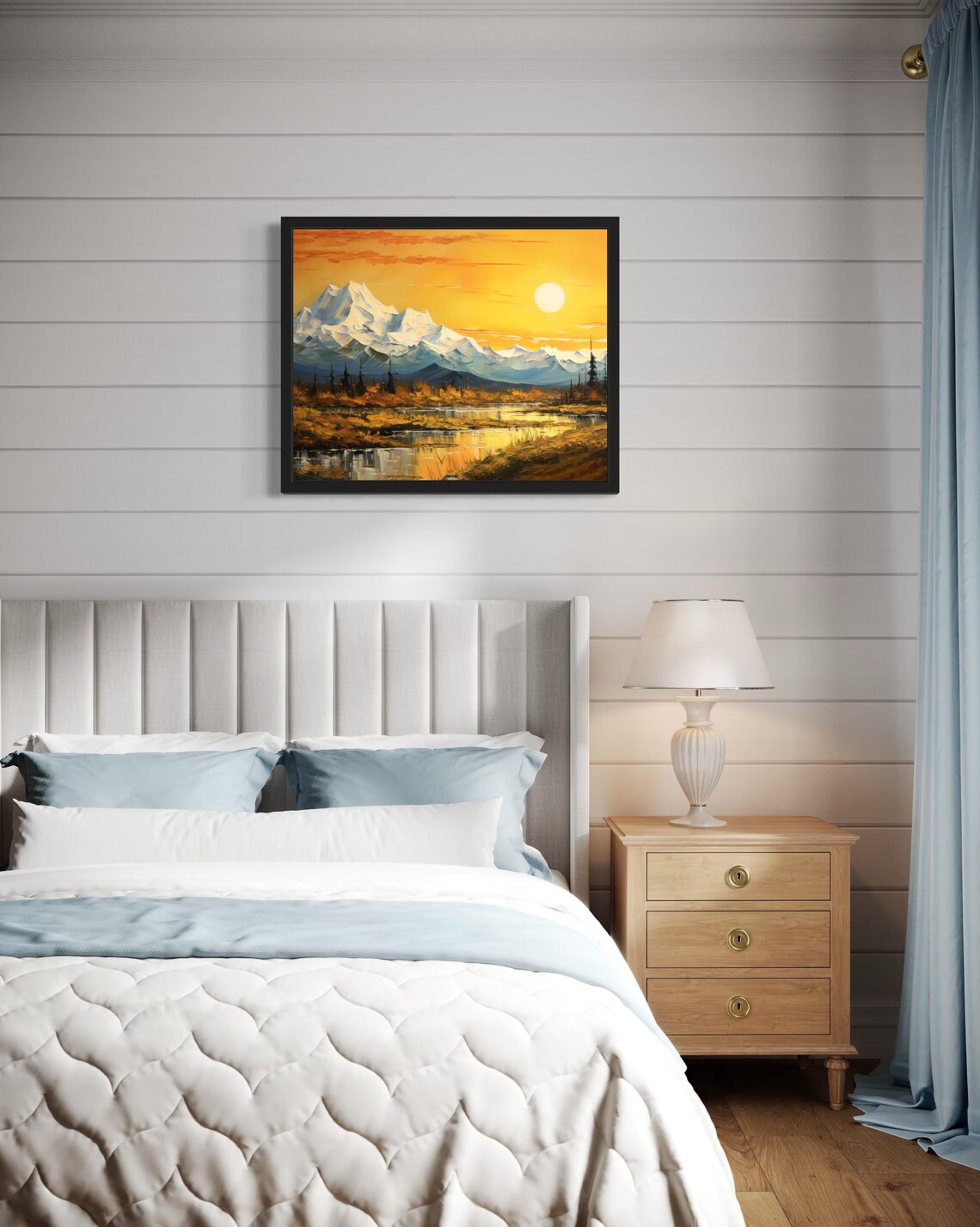 Mountain Sunset Abstract Art Print, Original Paint - Image 4