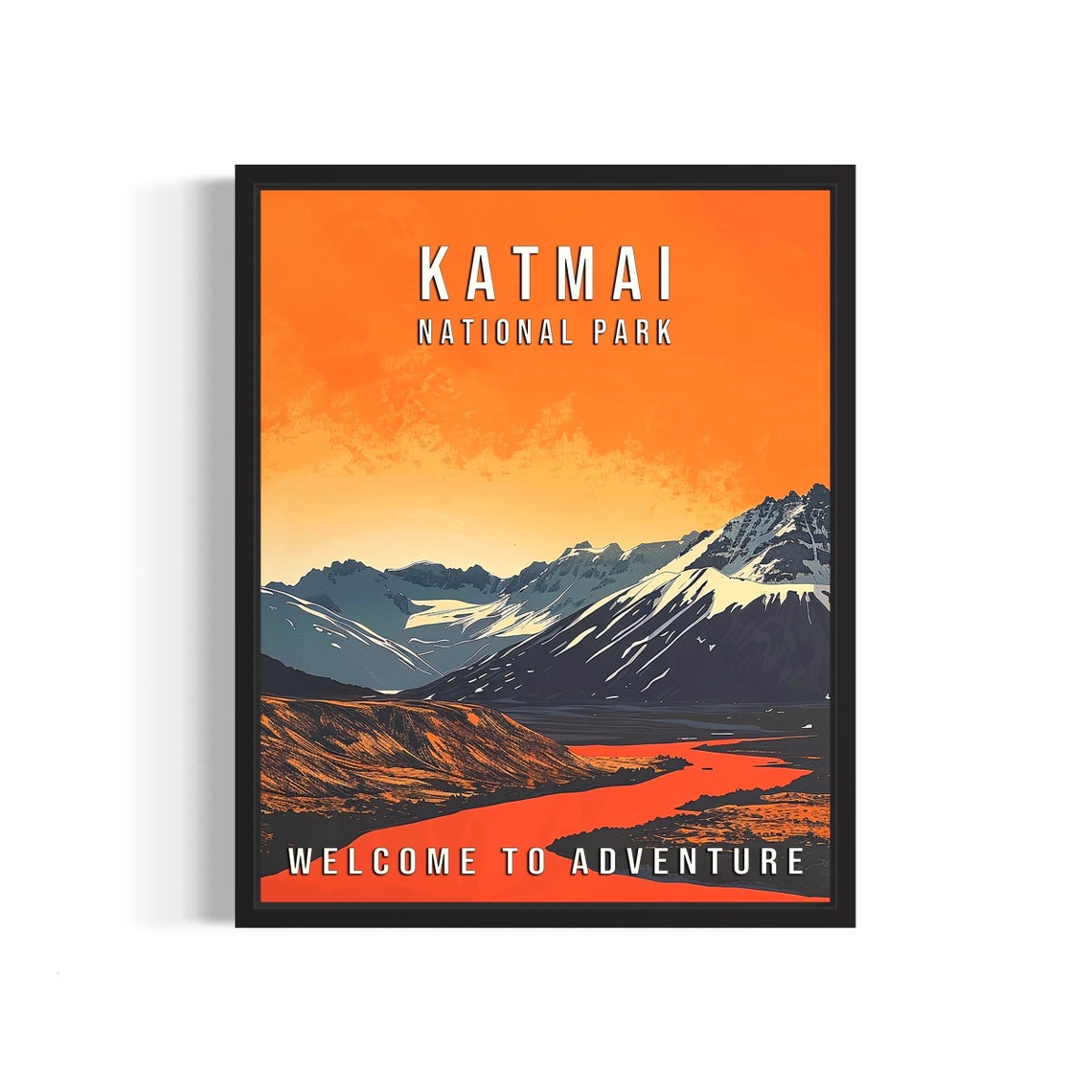 Katmai National Park Sunset Mountains Vintage Adventure Poster