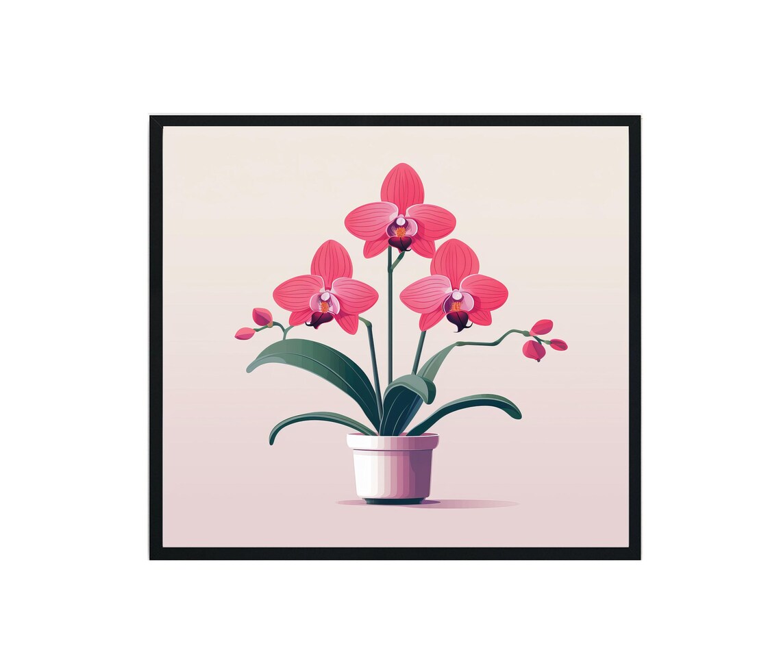 Orchid Plants Poster Print, Botanical Floral Decor